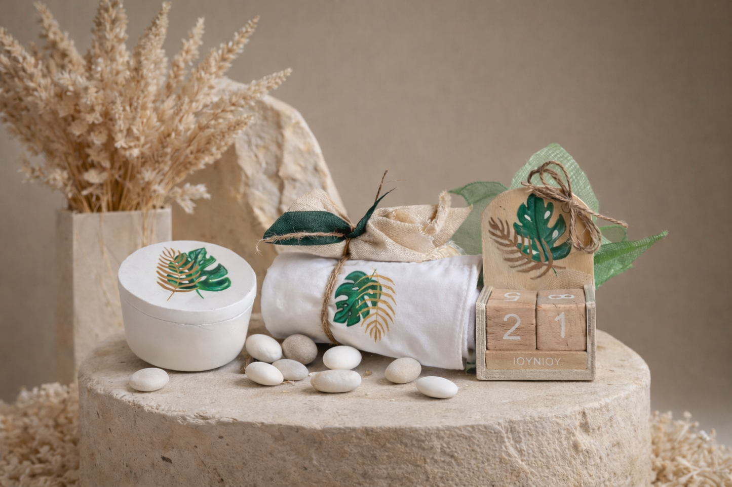 Μπομπονιέρες monstera leaves