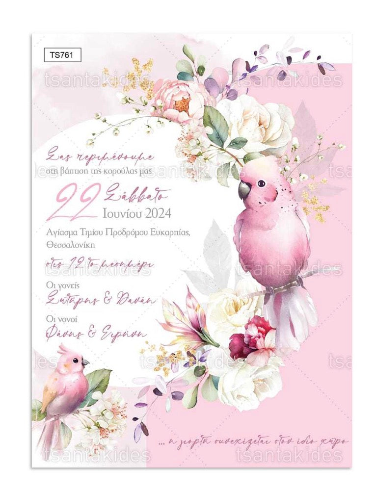 Pink floral parrot TS761