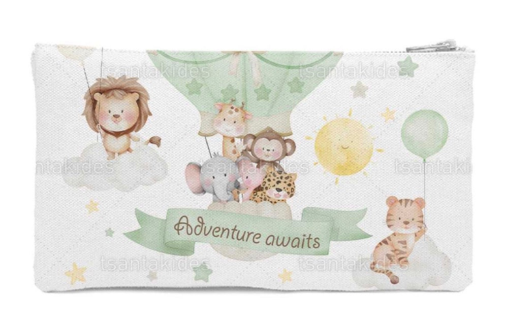 Προσκλητήριο βάπτισης jungle animals on a hot air balloon TS752