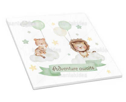 Προσκλητήριο βάπτισης jungle animals on a hot air balloon TS752