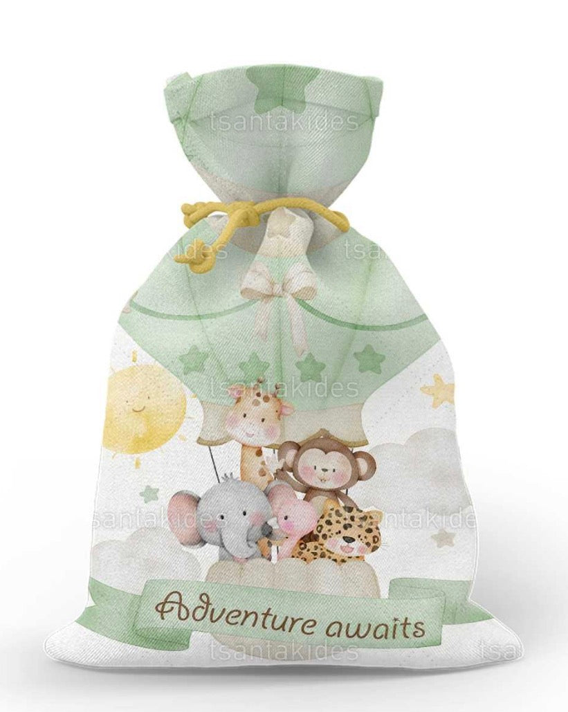 Προσκλητήριο βάπτισης jungle animals on a hot air balloon TS752