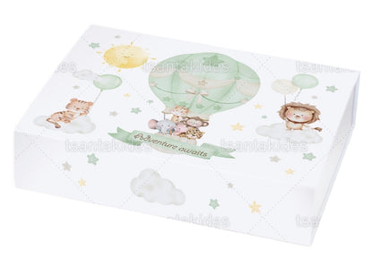 Προσκλητήριο βάπτισης jungle animals on a hot air balloon TS752