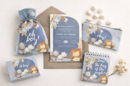 Προσκλητήριο βάπτισης αγόρι ζούγκλα TS553