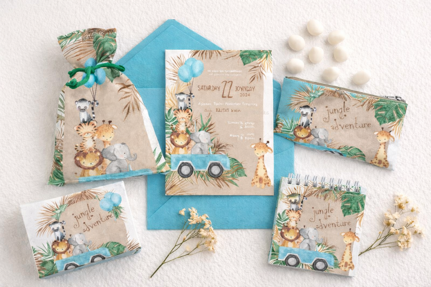 Προσκλητήριο βάπτισης Boho safari jungle TS750