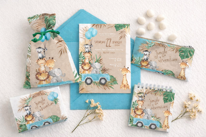 Προσκλητήριο βάπτισης Boho safari jungle TS750