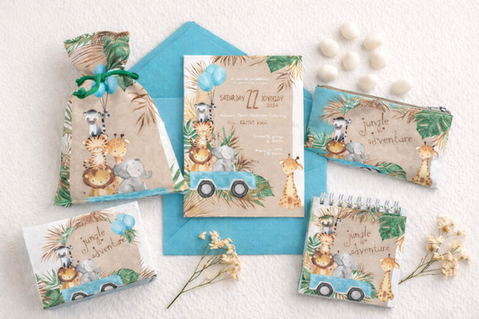 Προσκλητήριο βάπτισης Boho safari jungle TS750